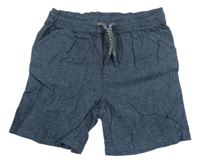 Tmavomodré melírované plátenné kraťasy Matalan