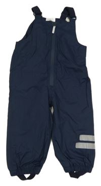 Tmavomodré šusťákové nepromokavé laclové podšité kalhoty Topomini