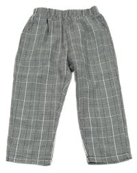 Nové - čierno-bílo/světlešedé kockované vzorované nohavice SHEIN