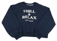 Tmavomodrá crop mikina s nápismi LA REDOUTE