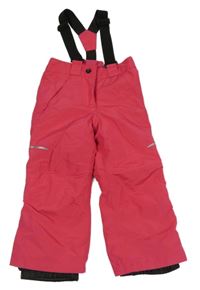 Tmavorůžovo-černé šusťákové zimní oteplovačky s odepínacími kšandami lupilu