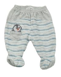 Šedo-pruhované melírované sametové polodupky s tučňáčkem Ergee