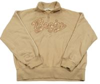 Svetlohnedá oversize mikina s nápisom a pruhom H&M