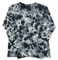 Šedo-černo-bílé batikované melírované triko NINS MODA