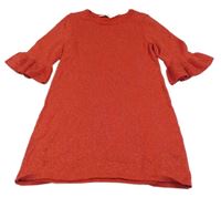 Červené melírované svetrové šaty so trblietkami a volánikmi H&M