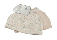 Nové - 2x - Čepice - Bílá s králíčky a kytičkami, světlerůžová Mothercare