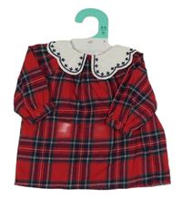 Nové - červeno-tmavomodro/zeleno-biele kockované šaty s golierikom PRIMARK