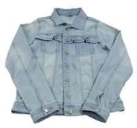 Svetlomodrá tepláková rifľová bunda s volánikmi a golierikom Matalan