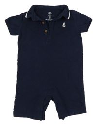 Tmavomodrý kraťasový overal s lodičkou a límečkem F&F