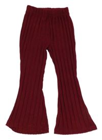 Bordó-čierne melírované rebrované flare nohavice