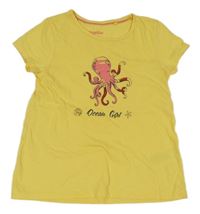 Žlté tričko s chobotnicí lupilu