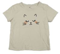 Smotanové crop tričko s mačičkou H&M