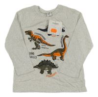 Nové - světlešedé melírované triko s dinosaury Kiki&Koko