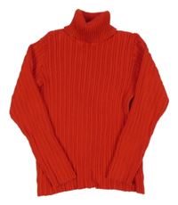 Červený rebrovaný svetrový crop rolák Nutmeg