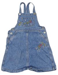Modrá rifľová sukňa s trakami s kvietkami H&M