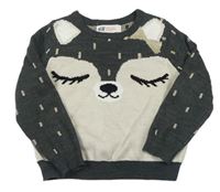 Sivo-svetlobéžový sveter so zvieratkom H&M