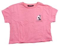 Neónově ružové crop tričko s jednorožcom New Look