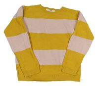 Hořčicovo-ružový pruhovaný sveter H&M