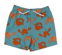 Modrozelené šušťákové kraťasy s krabmi Primark