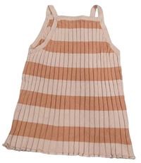 Ružovo-staroružový pruhovaný rebrovaný pletený top H&M