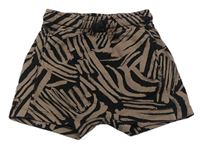 Černo-hnědé vzorované teplákové baggy kraťasy George