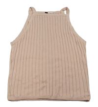 Ružový rebrovaný pletený crop top