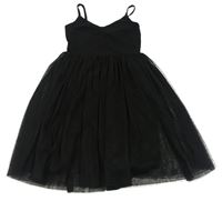 Černé bavlněno/tylové šaty H&M