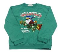 Zelená mikina so Santou z překlápěcích flitrů H&M
