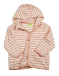 Bielo-ružová pruhovaná fleecová prepínaci mikina s kapucňou Impidimpi
