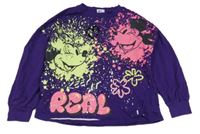 Fialové skvrnité triko s Mickeym a Minnie Next