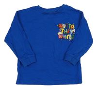 Safírové triko s nápisem Tu