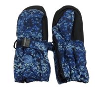 Modré vzorované šusťákové zimní palcové funkční rukavice Hestra