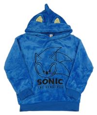 Modrá chlpatá mikina so Sonicem a kapucňou H&M