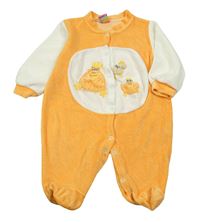 Oranžovo-smetanový ssametový overal s kuřaty