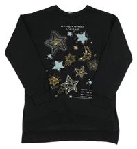 Černé teplákové šaty s hvězdami s flitry George