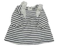 Bío-černé pruhované teplákové šaty s volánky s madeirou Kiabi