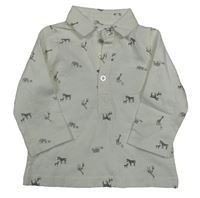 Biele polo tričko so zvířaty Nutmeg