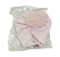 Nové - Světlerůžová žebrovaná turbanová čepice s tylem Caramelo