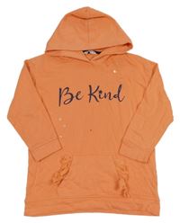 Broskvová dlouhá mikina s nápisem s hvězdami a kapucí Red Wagon