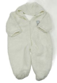 Smotanová chlpatá kombinéza s nášivkou a kapucňou Ergee