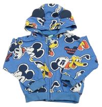 Modrá propínací mikina s Mickeym s Plutem a kapucí Disney