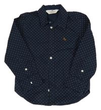 Tmavomodrá puntíkatá košile s výšivkou H&M