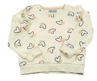 Krémová mikina so srdiečkami a volánikmi Pocopiano