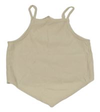 Béžový krepový asymetrický crop top H&M