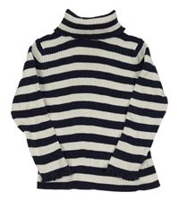 Tmavomodro-biely pruhovaný rebrovaný svetrový rolák George