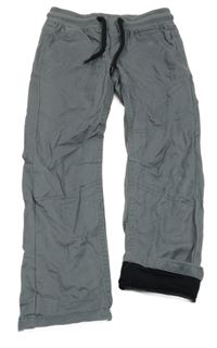 Tmavosivé plátenné podšité nohavice s úpletovým pasom Dopodopo