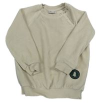 Béžová rebrovaná zamatová mikina s nášivkou So Cute