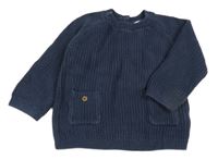 Tmavomodrý sveter s vreckami Next