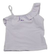 Lila-biely pruhovaný plavkový top s volánem Y.F.K.