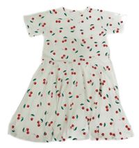 Biele bavlnené šaty s třešněmi